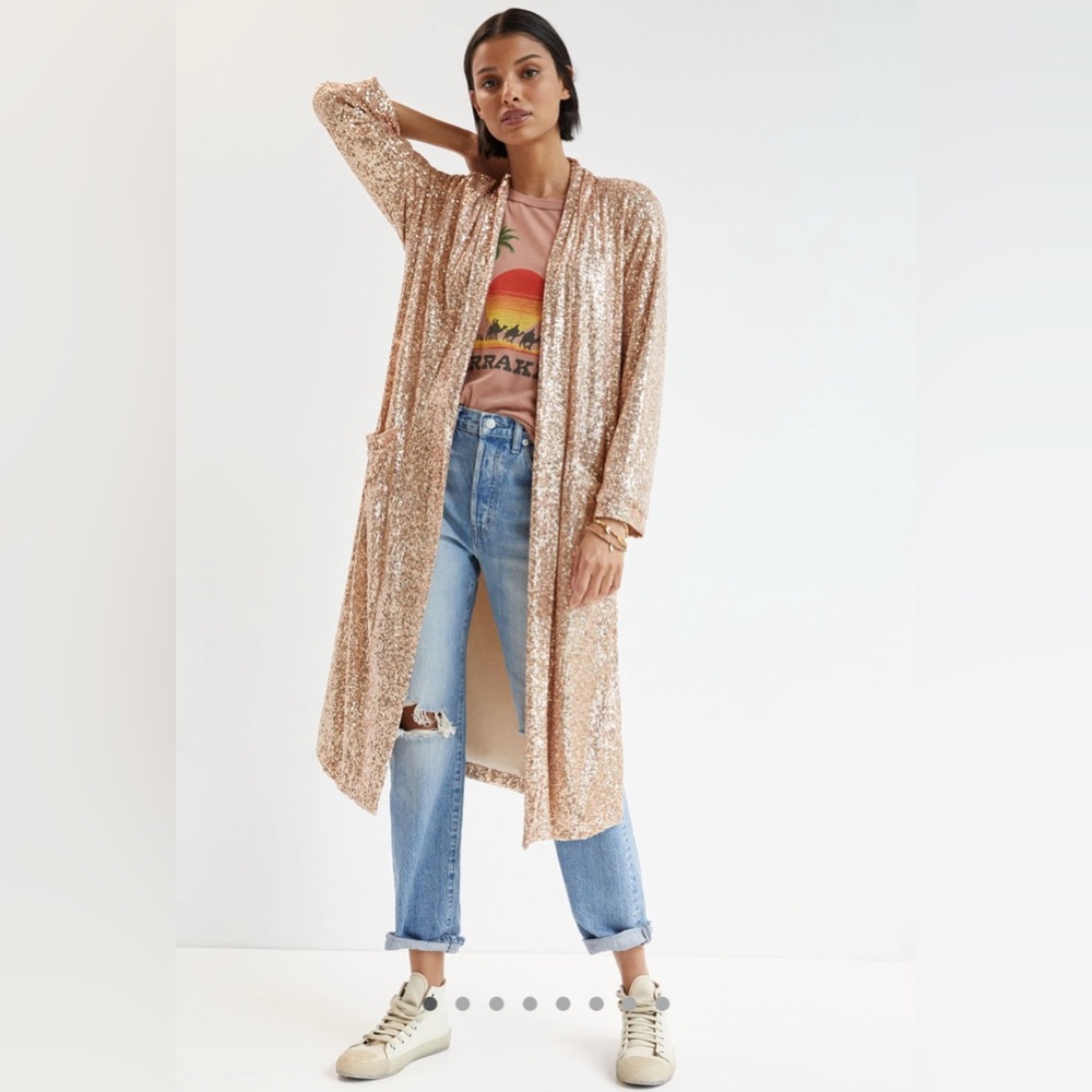 Anthropologie Sequined Duster Jacket